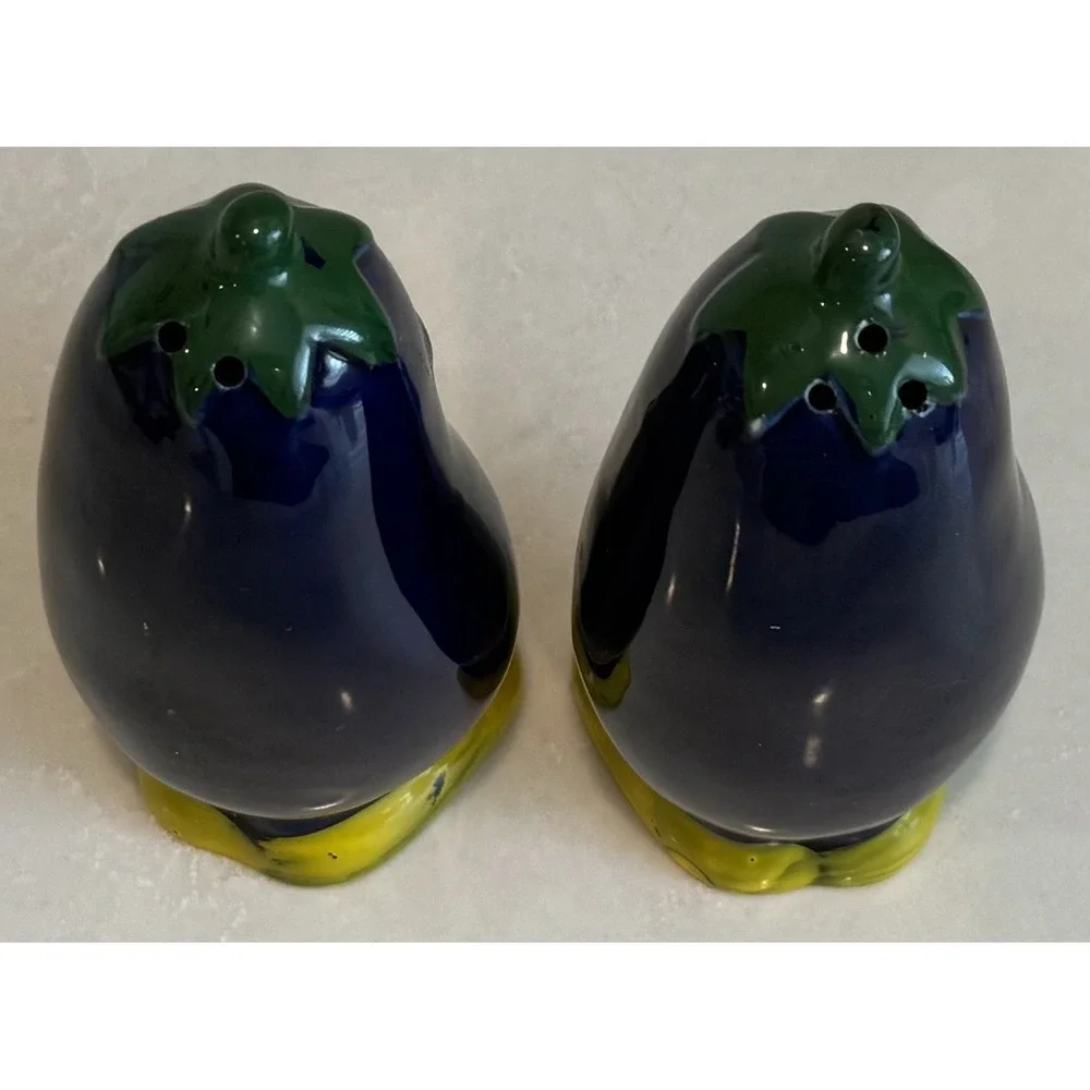 Vintage Eggplant Anthropomorphic Japan Salt And Pepper‎ Shaker Set